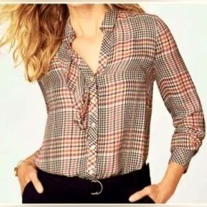 J. Jill Plaid Button-Down Shirt in Black, White & red.